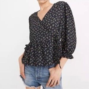 Madewell Black Floral Blouse